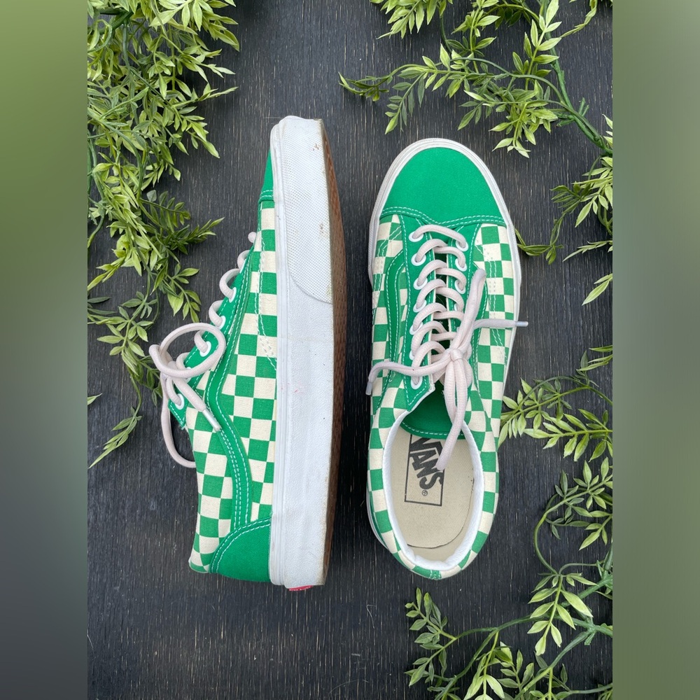 Vans Old Skool Green Checkered Shoes